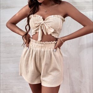 ‼️ SHEIN Tie Tube Top & Paperbag Shorts